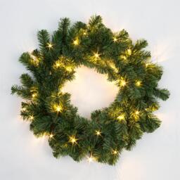 55cm Prelit Alaskan Pine White Christmas Wreath
