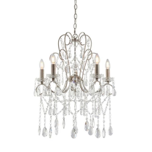 Berkley Chandeliers Aged Silver Paint, Clear Cut Glass, 5x E14