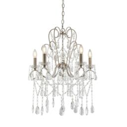 Berkley Chandeliers Aged Silver Paint, Clear Cut Glass, 5x E14