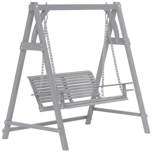 Outsunny 2 Seater Wooden Garden Swing Chair Grey One Size