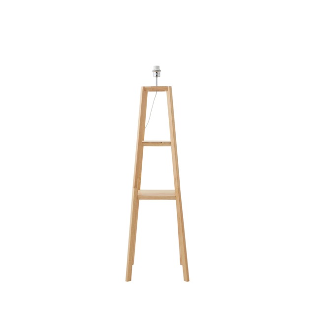 ValueLights Wakefield Quad Base Two Shelf Wooden Floor Lamp Brown