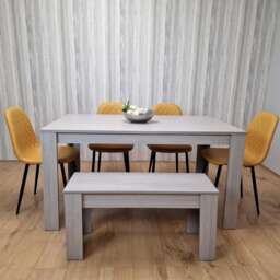 Kosy Koala Dining Table Set With 4 Mustard Chairs And 1 Bench Dining Room Furniture Yellow One Size 6