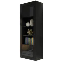 Display Cabinet Bookcase Bookshelf Storage Cabinet Glass Display Unit Black High Gloss 170cm