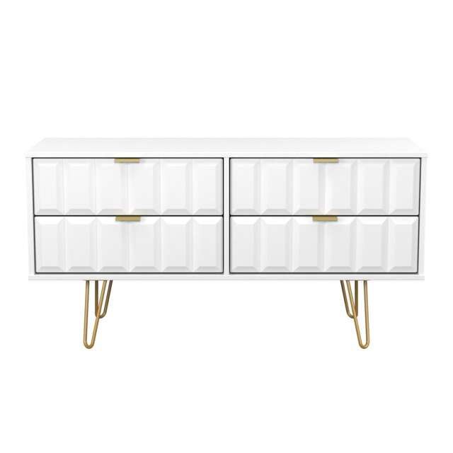 Metro 4 Drawer Bed Box in White Matt (Ready Assembled) White White Matt