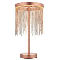 Zelma LED Table Lamp Light Fine Copper Chain Waterfall Effect Brushed Copper, with Inline Switch
