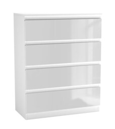 Gloss 4 Drawer Chest No Handle Storage Cabinet White White Carcass & Gloss White Drawers 1