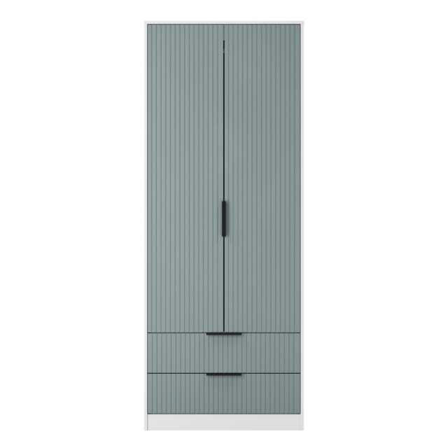 Menai Tall 2 Drawer Double Wardrobe in Duck & White Matt (Ready Assembled) Blue Duck & White Matt