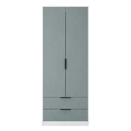 Menai Tall 2 Drawer Double Wardrobe in Duck & White Matt (Ready Assembled) Blue Duck & White Matt