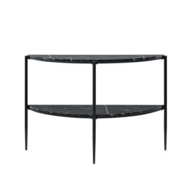 2 Tier Half Moon Marble Console Table Black 1
