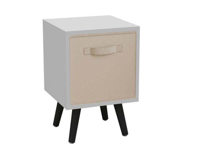 White 1-Drawer Cube Shelving Unit with Scandinavian Legs Cream Cream & Black 1