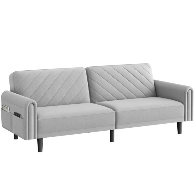 Yaheetech Fabric 3-Seater Sofa Bed for Limited Space Grey Light Grey Three Seater