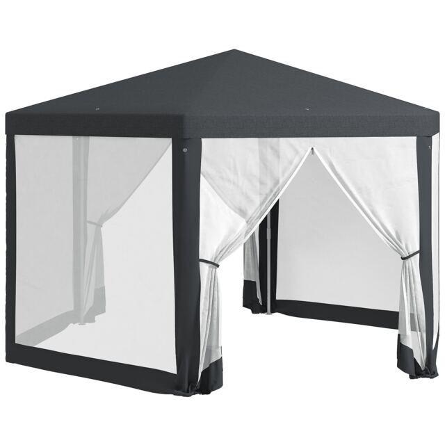 Outsunny Hexagonal Gazebo Patio, Outdoor Canopy Patio Party Tent Dark Grey Grey