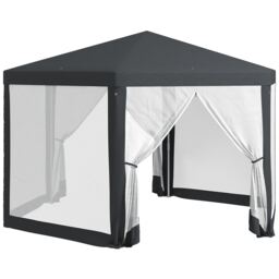 Outsunny Hexagonal Gazebo Patio, Outdoor Canopy Patio Party Tent Dark Grey Grey