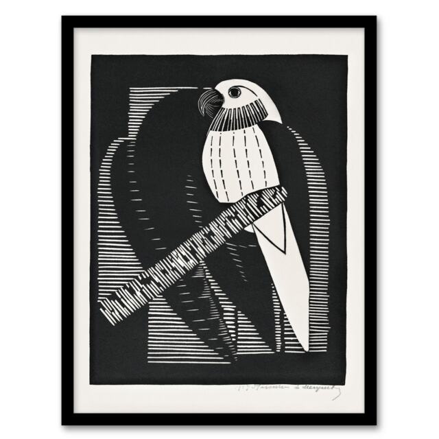 Samuel J De Mesquita Framed Wall Art Print Stylised Parakeet Birds Home Décor