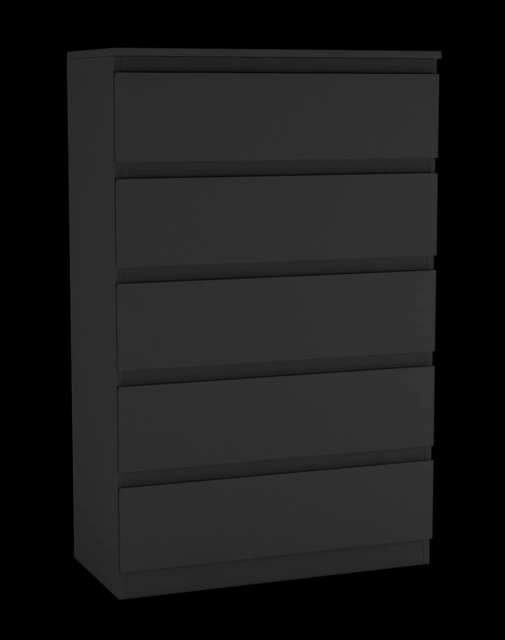 Minimalist Chest of 5 Drawers 108.5x70x35 Black Black & Black 1