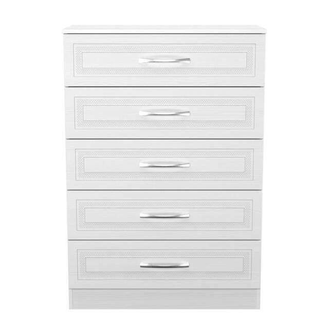 Oxford 5 Drawer Chest of Drawers in Signature White (Ready Assembled) White Signature White