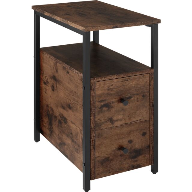 Bedside Table Tullamore - 2 shelves and 2 drawers Brown Industrial wood dark, rustic 49,50 x 30 x 61,50 cm 1