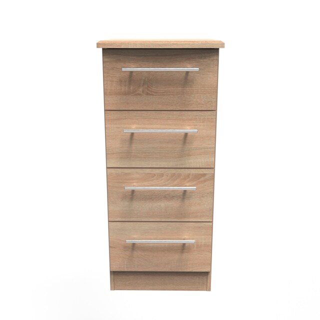 Carlton 4 Drawer Bedside Cabinet in Bardolino Oak (Ready Assembled) Brown Bardolino Oak