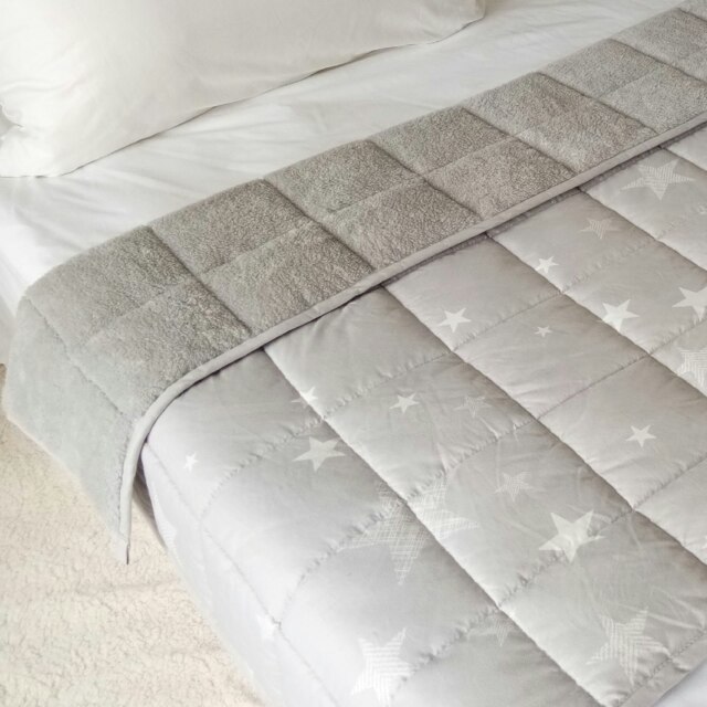 OHS Star 3kg Teddy Fleece Weighted Blanket, 100x150cm - Silver