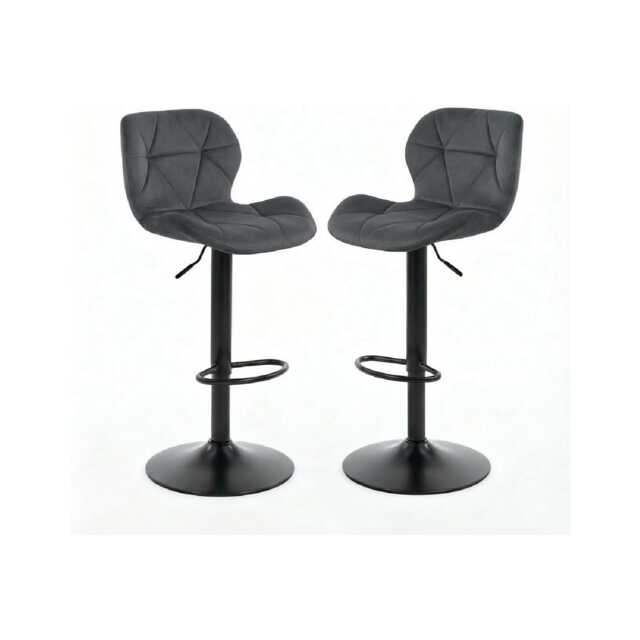 Alivio Set of 2 Modern Faux Velvet Adjustable Bar Stool Backrest Bar Chairs (Velvet Dark Grey)