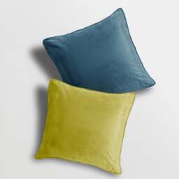 Matte Velvet Soft Plain Reversible Scatter Cushion - 43cm x 43cm Blue Blue Ochre
