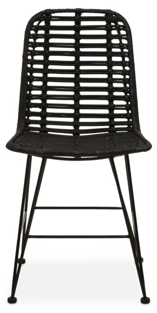 Orsina Versatile Black Natural Rattan Dining Chair, Comfortable Modern Dining Chair, Stylish Small Modern Chair
