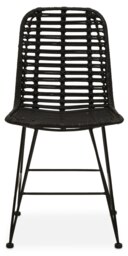 Orsina Versatile Black Natural Rattan Dining Chair, Comfortable Modern Dining Chair, Stylish Small Modern Chair