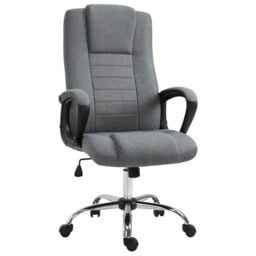 Vinsetto Office Chair, Linen-look Fabric Swivel Computer Desk Chair with Adjustable Height and Tilt Function for Home Study Bedroom, Dark Grey