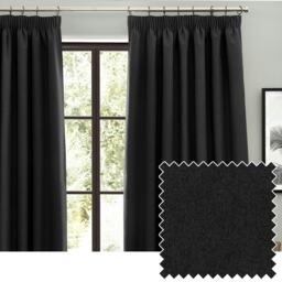 furn. Dawn Blackout Black Pencil Pleat Curtains (W)168cm x (D)137cm Multi