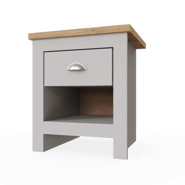 Lisbon Bedside Cabinet Bedroom Furniture Nightstand Table 1 Drawer Light Grey
