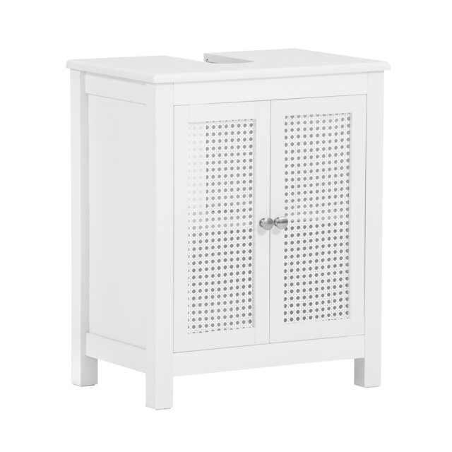 SoBuy BZR35-W,Slim Under Sink Bathroom Cabinet with 2 Louvered Doors and Shelf White White 1