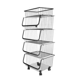 Living and Home Kitchen Metal Basket Trolley Wire Storage Rack 5-Tier