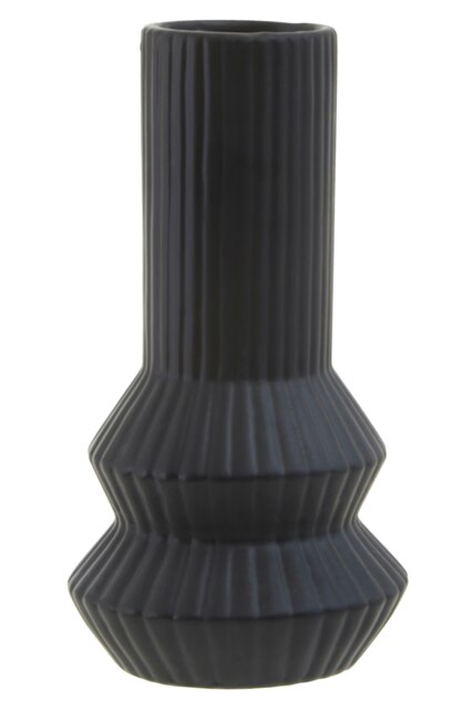 Orsina Finely Crafted Black Vase, Geometric Design Flower Ceramic Vase, Compact And Lightweight Vase For Flowers