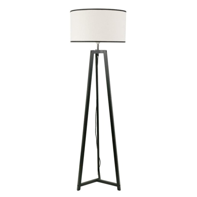 ValueLights Lottie Black Wood Tripod Floor Lamp Black Trim Shade Black Black