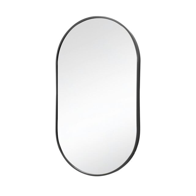 Living and Home Modern Oval Metal Wall Mirror - Black