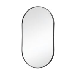 Living and Home Modern Oval Metal Wall Mirror - Black