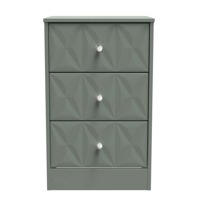 Memphis 3 Drawer Bedside Cabinet in Reed Green (Ready Assembled) Green Reed Green