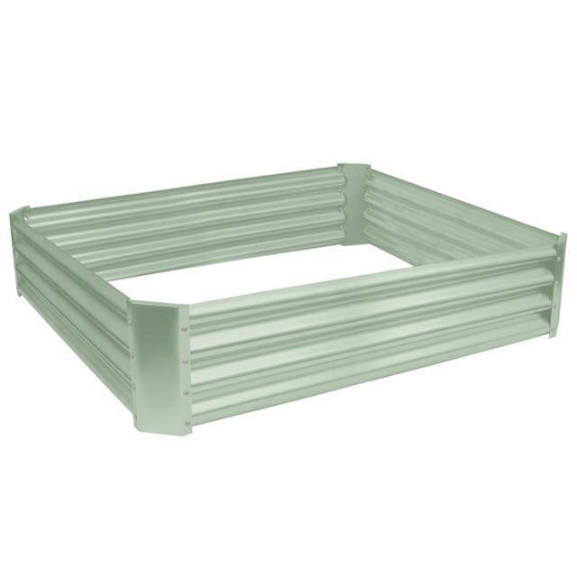 Harbour Housewares Raised Garden Bed - Green Square Bottomless Metal Raised Bed Galvanised Steel Planter Box 120 x 120cm