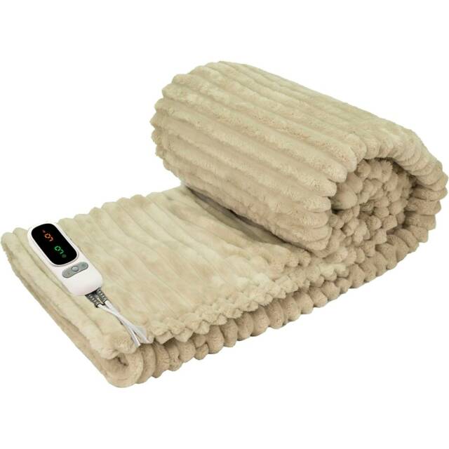 Natural Electric Blanket Heated Fleece Overblanket Throw