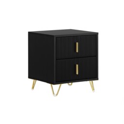 SoBuy FBT115-SCH,2-Drawer Bedside Table Nightstand with Gold Handles Black Black 1