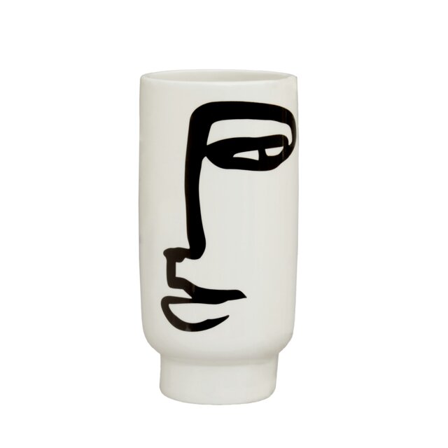 Interiors by Premier Lightweight Black And White Small Vase, Minimalist Ceramic Flower Vase, Robust Ceramic Vase For Flowers White