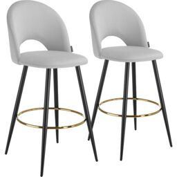Bar Stool Rachel with backrest and velvet look cover, 49 x 58 x 110 cm Grey light grey/black 58 x 49 x 110 cm 2