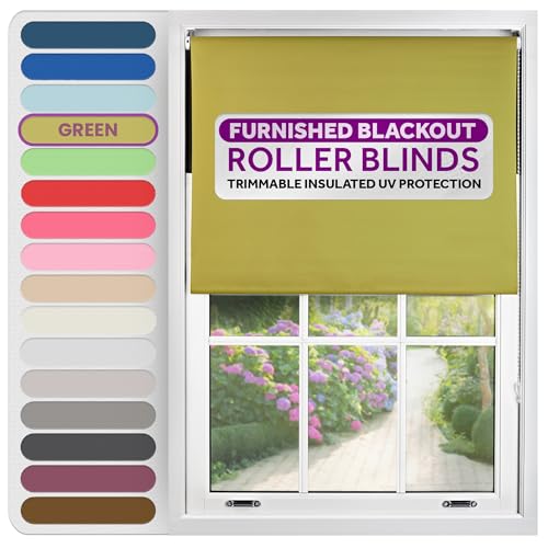 Blackout Roller Blind 90cm Wide x 165cm Long Green Green