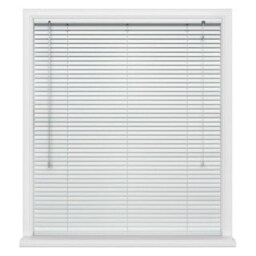 150cm White Aluminium Venetian Blinds 152cm Drop (25mm Slats) White White