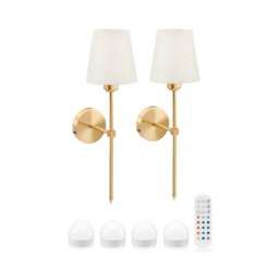 Omniance Monaco Rechargeable Wireless Wall Lights with Remote Clear Brass
