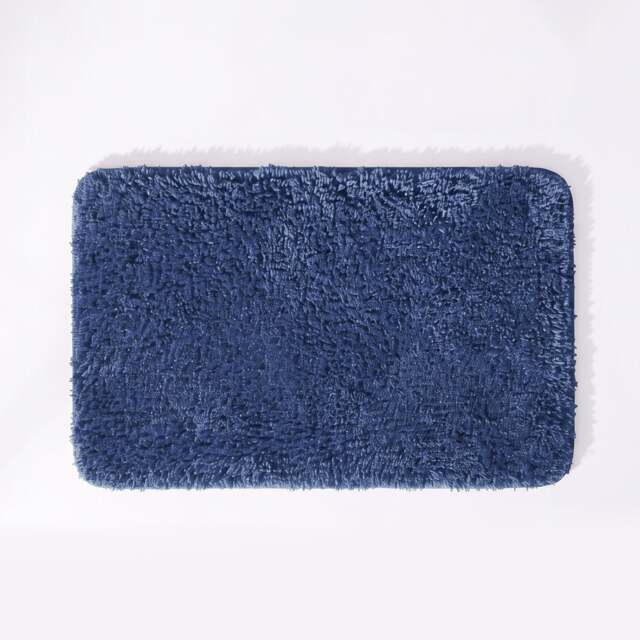 Deep Pile Microfibre Bath Mat Non-Slip - Mid Blue
