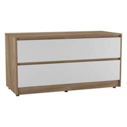 URBNLIVING 4 Drawer Wide Chest Of Drawers Bedroom Storage Unit Multi Oak Carcass + White Drawers