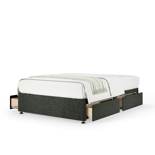 Majestic 1000 Pocket Sprung Charcoal Linen 4 Drawer Divan Set Double