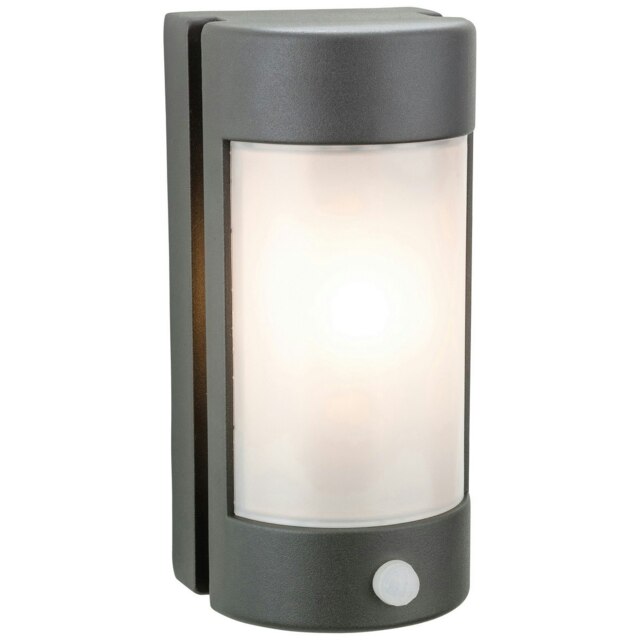Arena 1 Light Outdoor Wall Light Light, PIR Graphite, Opal Polycarbonate Diffuser IP44, E27