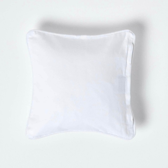 Homescapes Cotton Plain White Cushion Cover - 60 x 60 cm White White 60 x 60 cm